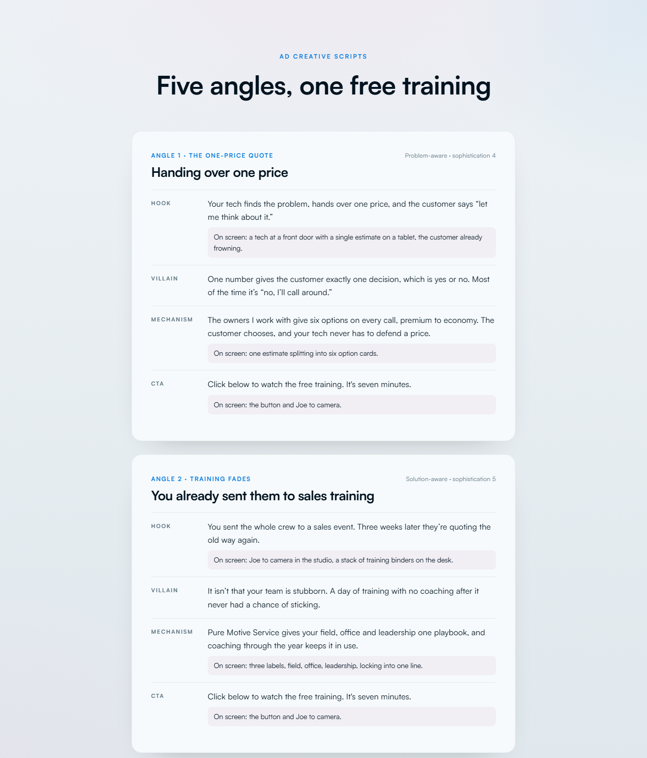 Ad creative scripts preview